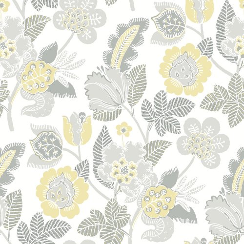 A Street Prints Jacobean Yellow & Grey Wallpaper