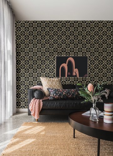 A Street Prints Livia Black Wallpaper Room