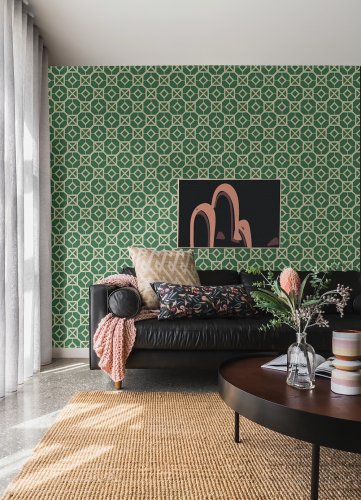 A Street Prints Livia Green Wallpaper Room