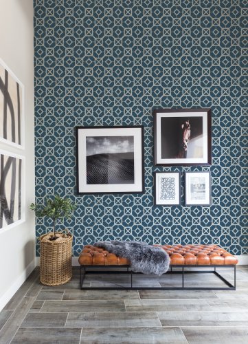 A Street Prints Livia Navy Wallpaper Room 2