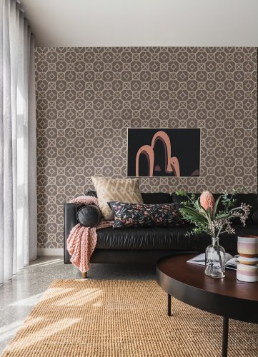 A Street Prints Livia Mink Wallpaper Room