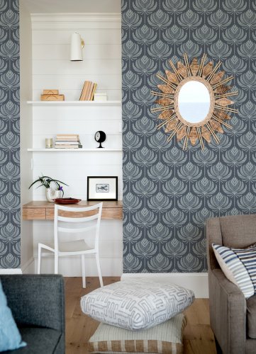 A Street Prints Palmier Navy Wallpaper Room 2