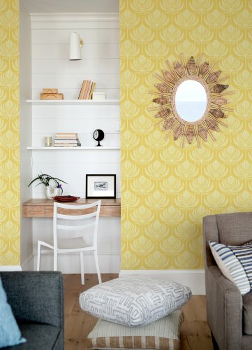 A Street Prints Palmier Yellow Wallpaper Room 2