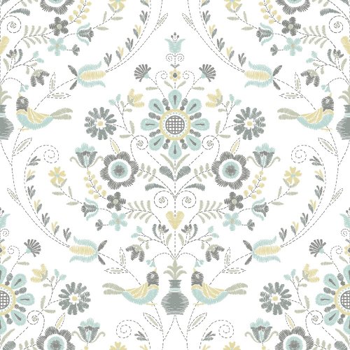 A Street Prints Britt Ochre & Turquoise Wallpaper