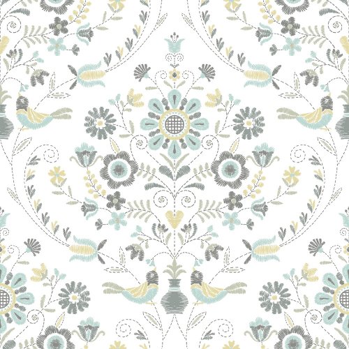 A Street Prints Britt Ochre & Turquoise Wallpaper