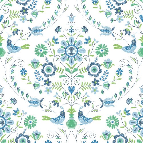 A Street Prints Britt Blue & Green Wallpaper