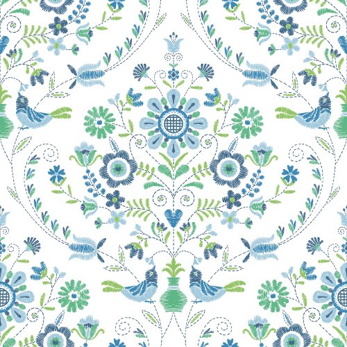 A Street Prints Britt Blue & Green Wallpaper