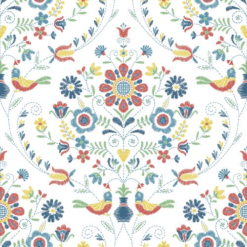 A Street Prints Britt Red & Blue Wallpaper