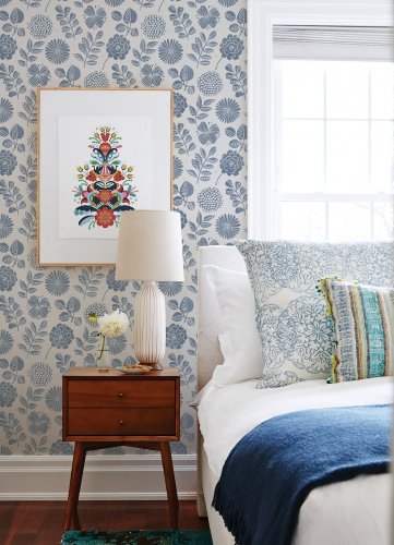 A Street Prints Inge Blue Wallpaper Room 2