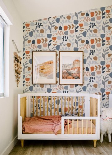 A Street Prints Juni Blue & Orange Wallpaper Room 2