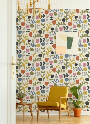 A Street Prints Juni Pink & Orange Wallpaper Room