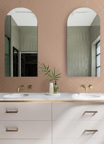 A Street Prints Sander Blush & Gold Wallpaper Room