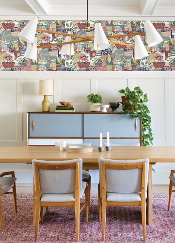 A Street Prints Fika Blue & Red Wallpaper Room