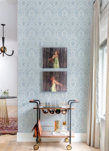 A Street Prints Fernback Blue Wallpaper Room