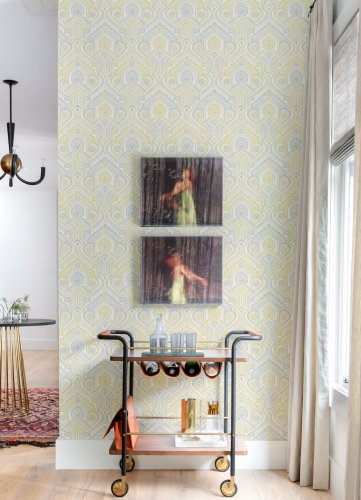 A Street Prints Fernback Yellow & Grey Wallpaper Room