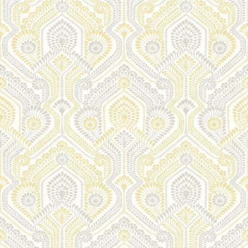 A Street Prints Fernback Yellow & Grey Wallpaper