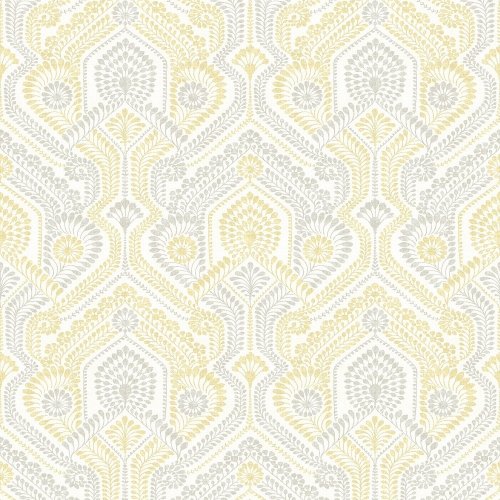 A Street Prints Fernback Yellow & Grey Wallpaper