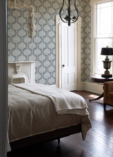 A Street Prints Zaria Blue & Grey Wallpaper Room 2