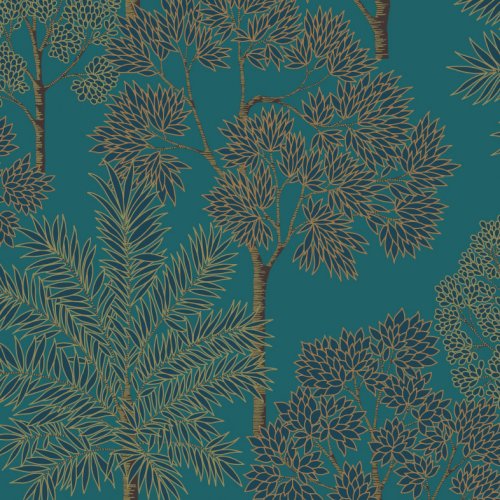 Grandeco City Of Palms Teal Wallpaper A49802