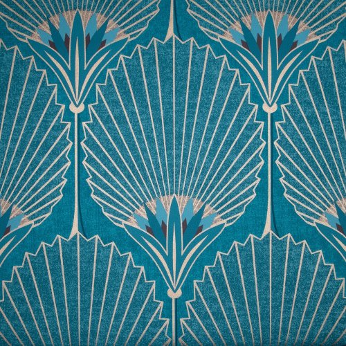 Grandeco Nile Palm Teal & Gold Wallpaper