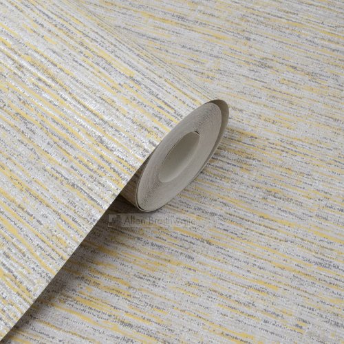 Grandeco Striped Weave Yellow Wallpaper A55604