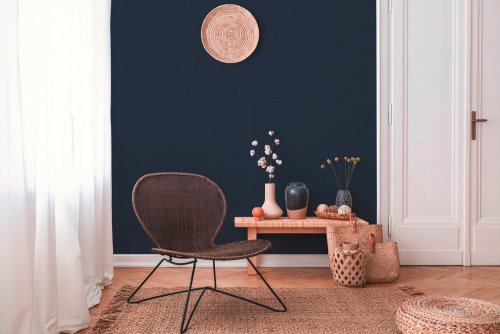 Living Walls New York Linen Texture Navy Wallpaper Room