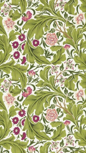 Morris & Co Leicester Sour Green/Plum Wallpaper Long