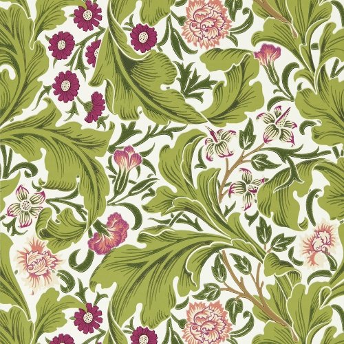 Morris & Co Leicester Sour Green/Plum Wallpaper