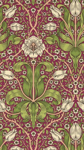 Morris & Co Spring Thicket Maraschino Cherry Wallpaper Long