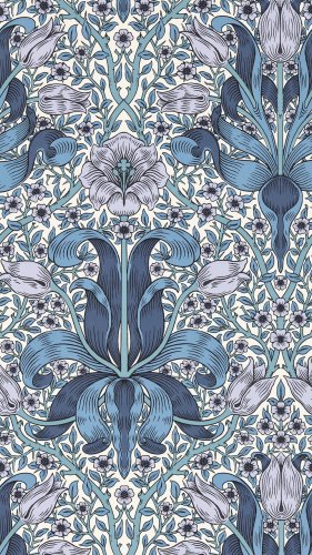Morris & Co Spring Thicket Indigo/Lilac Wallpaper Long