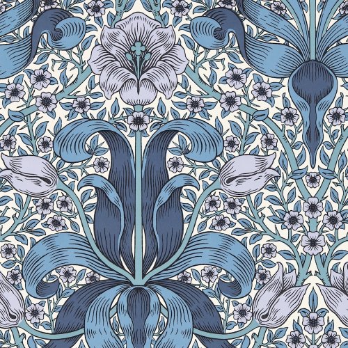 Morris & Co Spring Thicket Indigo/Lilac Wallpaper