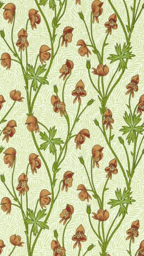 Morris & Co Monkshood Tangerine/Sage Wallpaper Long