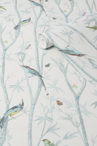 Next Chinoiserie Bird Trail Duck Egg Wallpaper 118267