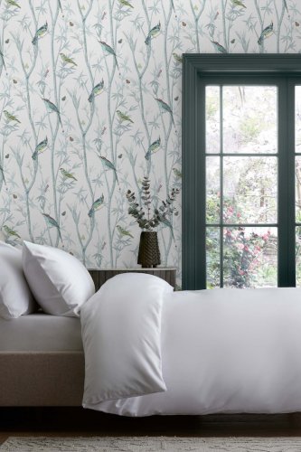 Next Chinoiserie Bird Trail Duck Egg Wallpaper 118267