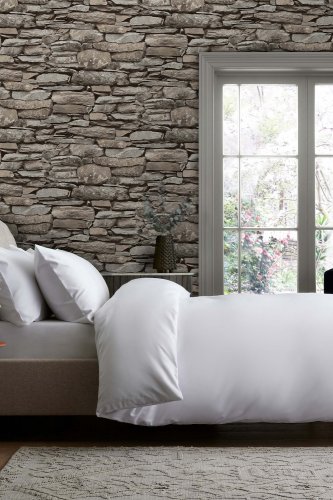 Next Ledgestone Wall Neutral Wallpaper 118307