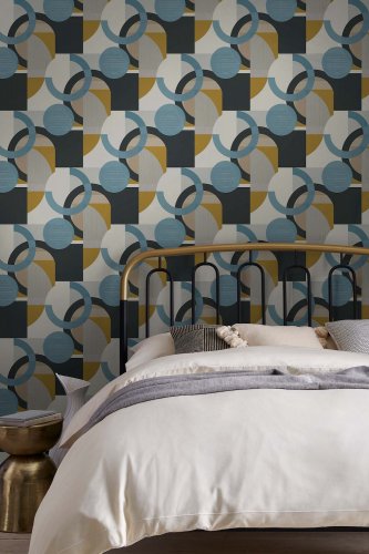 Next Retro Shapes Geo Blues Wallpaper 118280