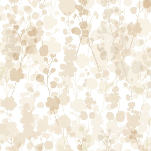 Blossom Almond Wallpaper with delicate watercolour florals in warm almond tones