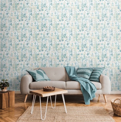 Blossom Seascape Wallpaper featuring a dreamy floral design with a translucent effect.