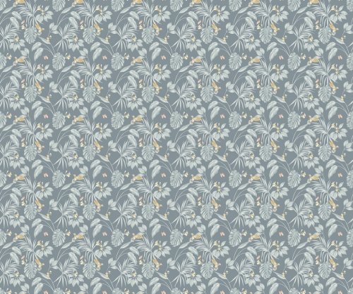 Hummingbird Petrol Wallpaper showing delicate floral and bird details