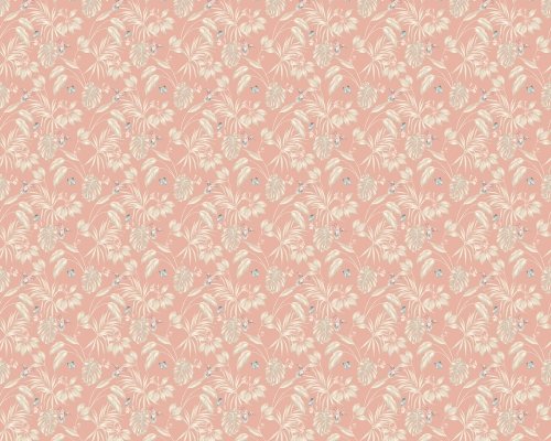 Hummingbird Rosewood Wallpaper showing intricate tropical foliage and hummingbirds in flight.