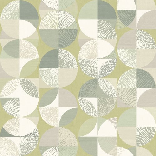 Orb Thyme Wallpaper with geometric circles in sage green tones.