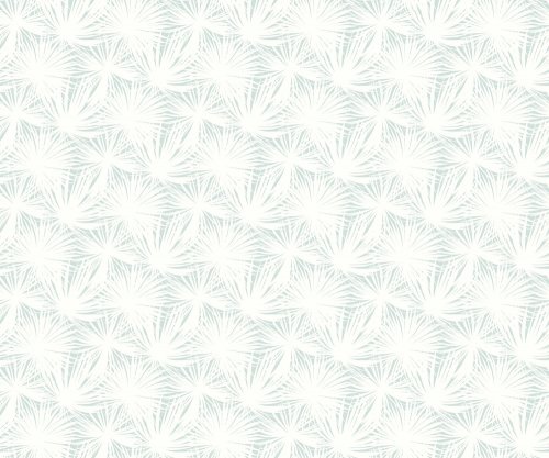 White palm leaf wallpaper on a lagoon blue background by Ohpopsi