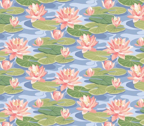 OHPOPSI Waterlily Cornflower Wallpaper IKA50103W