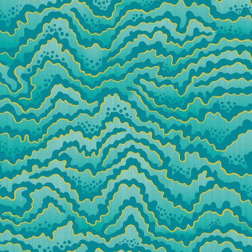 OHPOPSI Contour Turquoise & Lemon Wallpaper IKA50119W