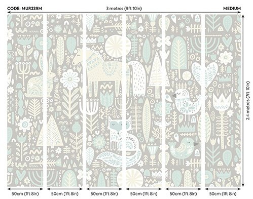 Origin Murals Scandi Forest Warm Grey Mural Panels