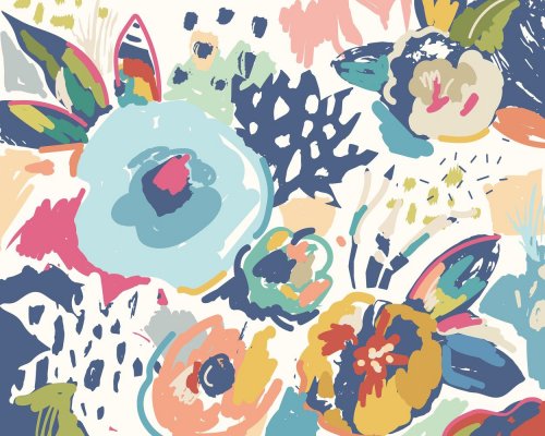 Origin Murals Abstract Floral Navy Blue Mural