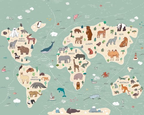 Origin Murals Children's World Map Mural