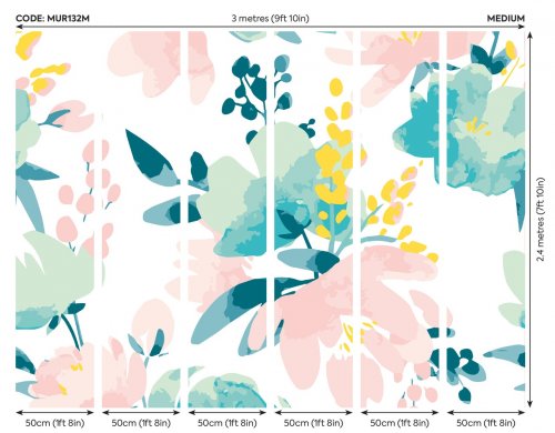 Origin Murals Graphic Flower Blush & Jade Mural Panels