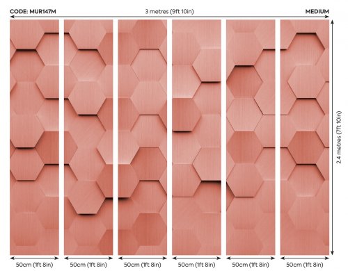 Origin Murals Metal Hexagons Rust Mural Panels