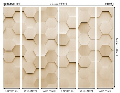 Origin Murals Metal Hexagons Gold Mural Panels